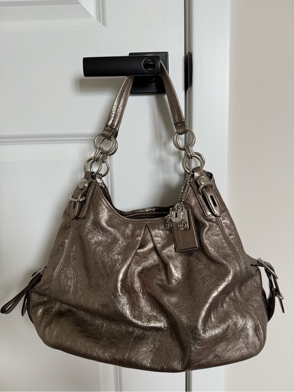 Coach 15742 Madison Mia Maggie Hobo Metallic Leather Shoulder Bag